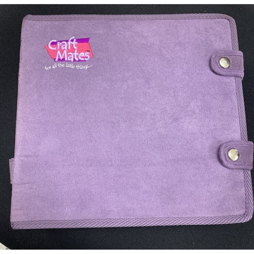 Craft Mates Double Sided Case With 8 Organizers Purple Faux Suede 9.5x9x3